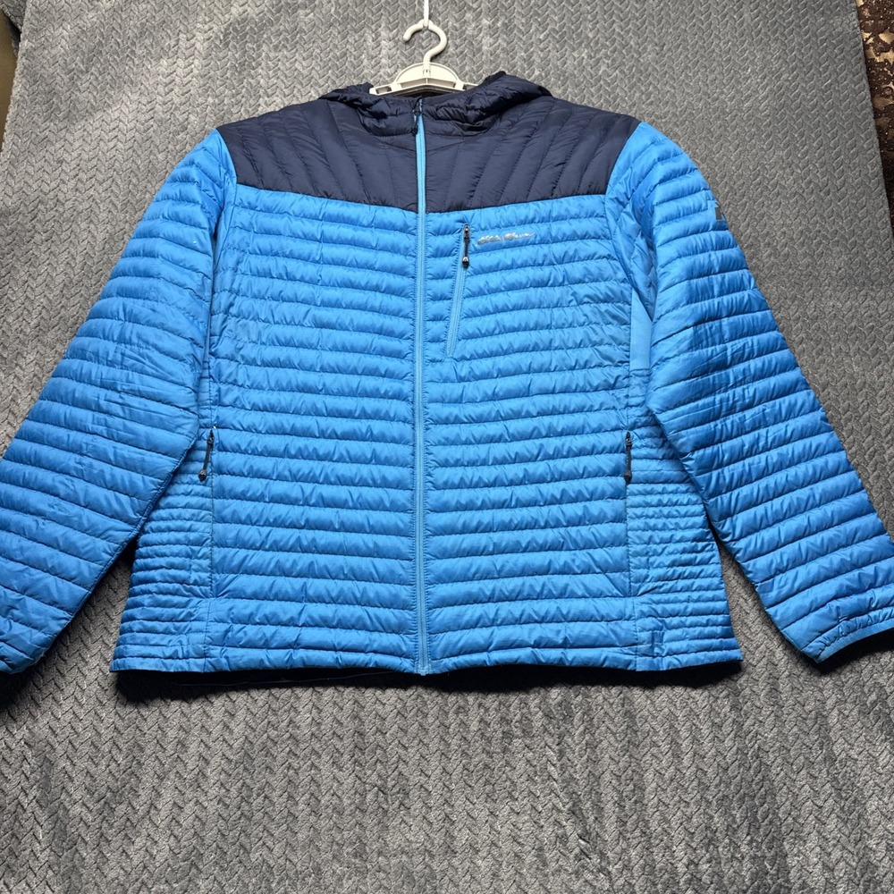 Eddie Bauer Stormdown 800 First Ascent Jacket XXL Blue/Navy Goose Down Hooded